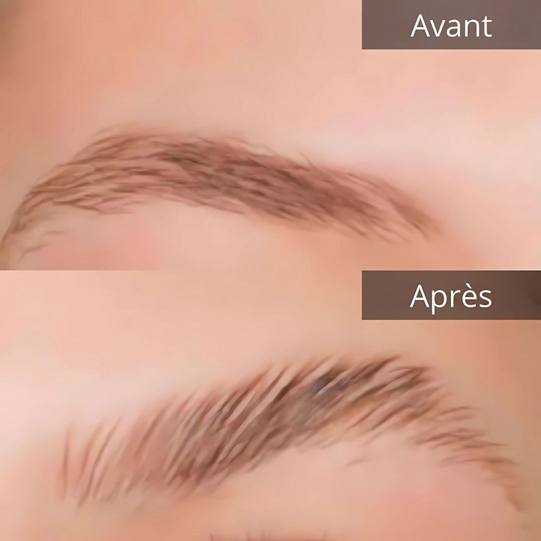 Avant et après rehaussement de sourcils Glowips™ pour brow lamination à domicile